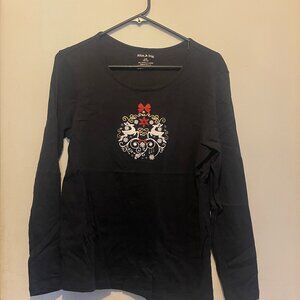 WHITE STAG WOMEN’S CHRISTMAS REINDEER LONG SLEEVE T-SHIRT L(12-14) (103)